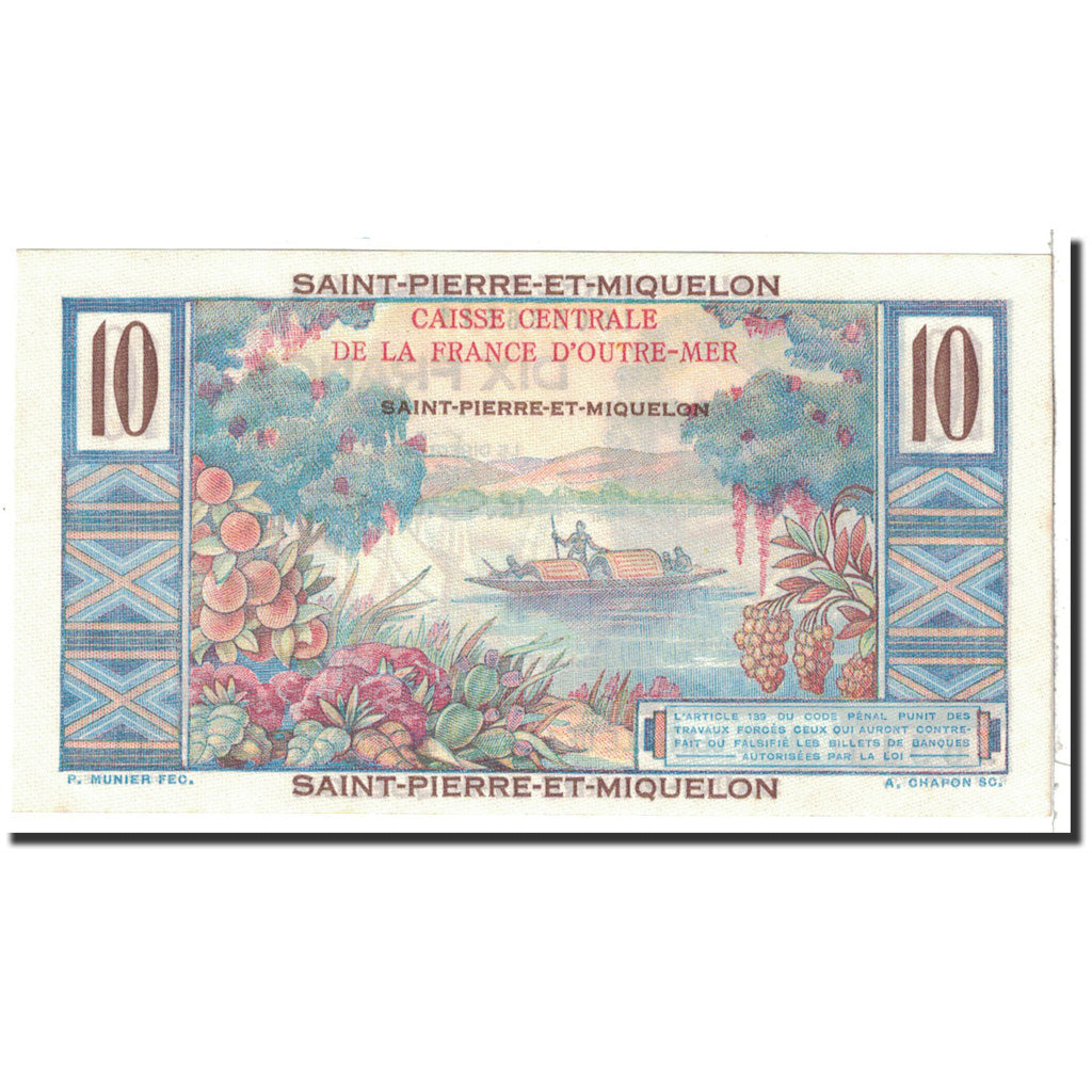 Banknote, Saint Pierre and Miquelon, 10 Francs, 1950, Undated, KM:23, UNC(64)