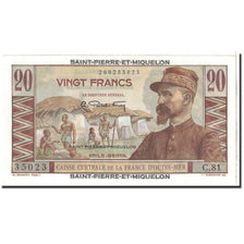 Banknote, Saint Pierre and Miquelon, 20 Francs, 1950, Undated, KM:24, UNC(63)