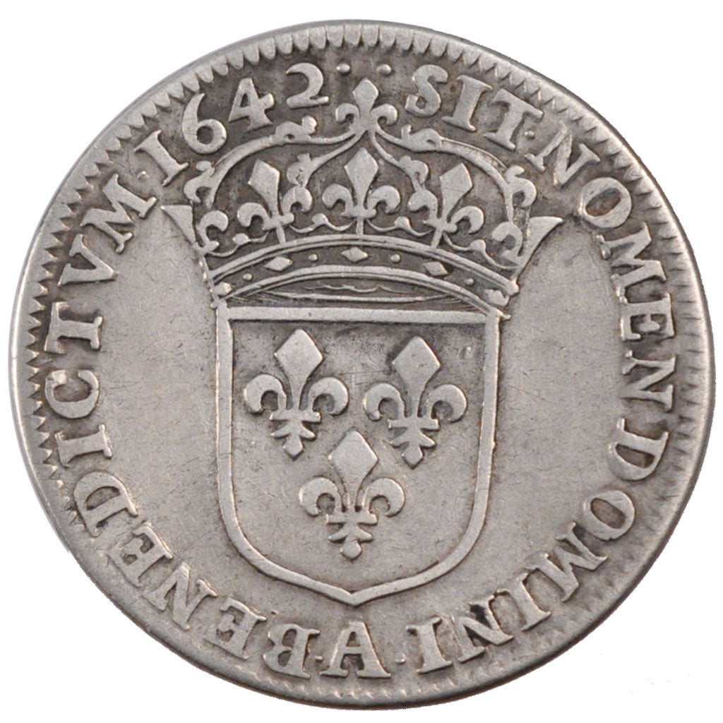 Coin, France, Louis XIII, 1/4 Écu 1er poinçon de Warin, buste drapé, 1/4 Ecu