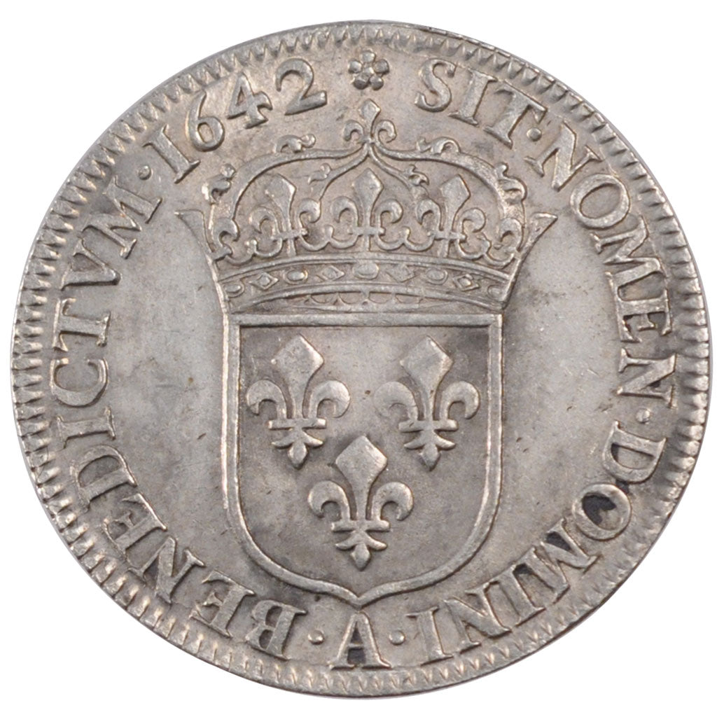 Francia, 1/4 Ecu, 1642, Paris, SPL-, Argento, Gadoury:48