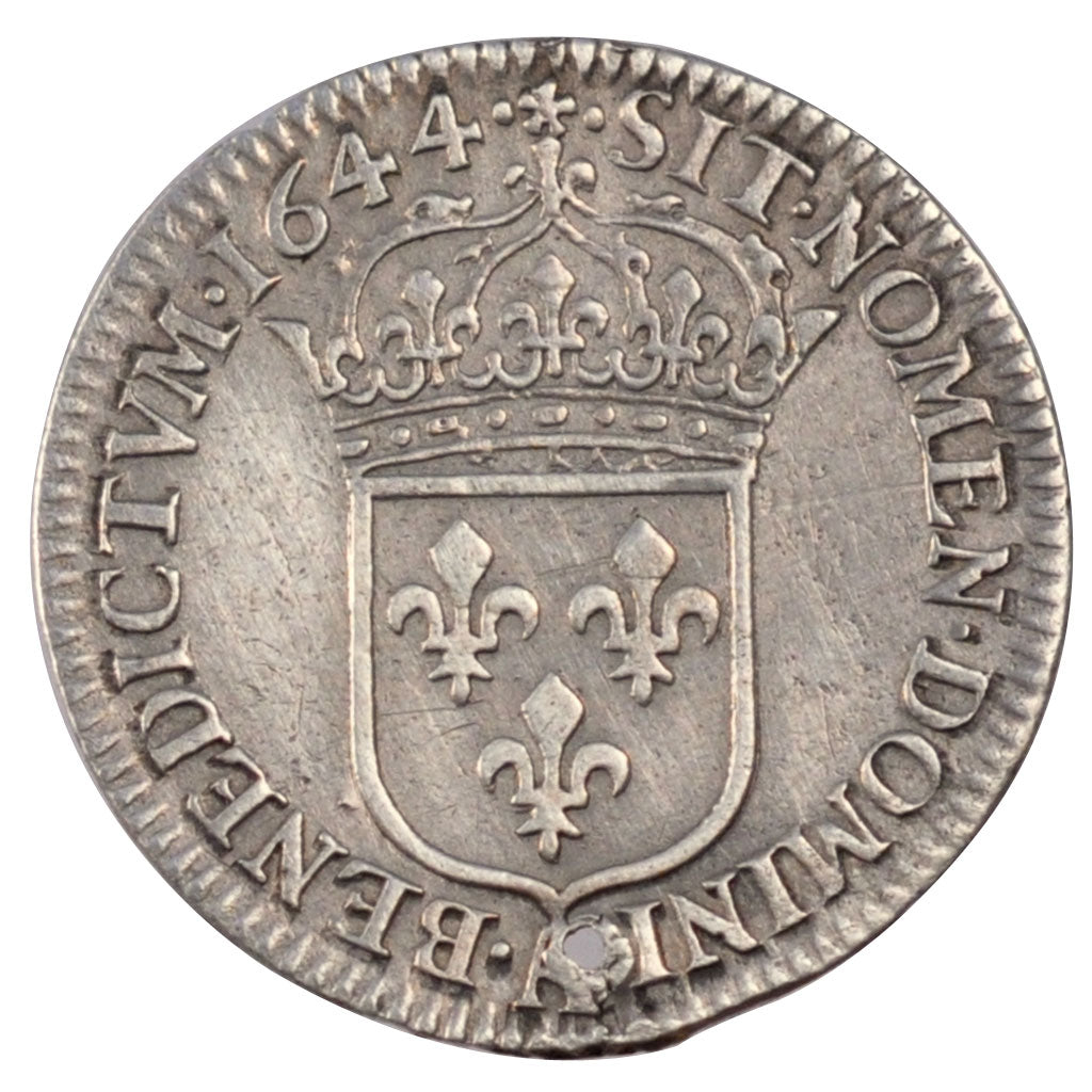 FRANCE, 1/12 Ecu, 1644, Paris, AU(50-53), Silver, Gadoury #111, 2.20