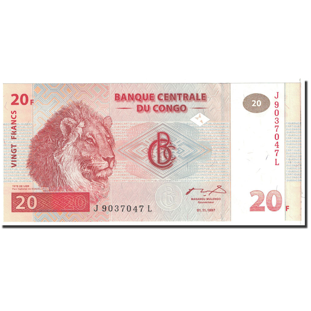 Banknote, Congo Democratic Republic, 20 Francs, 1997, 1997-11-01, KM:88a