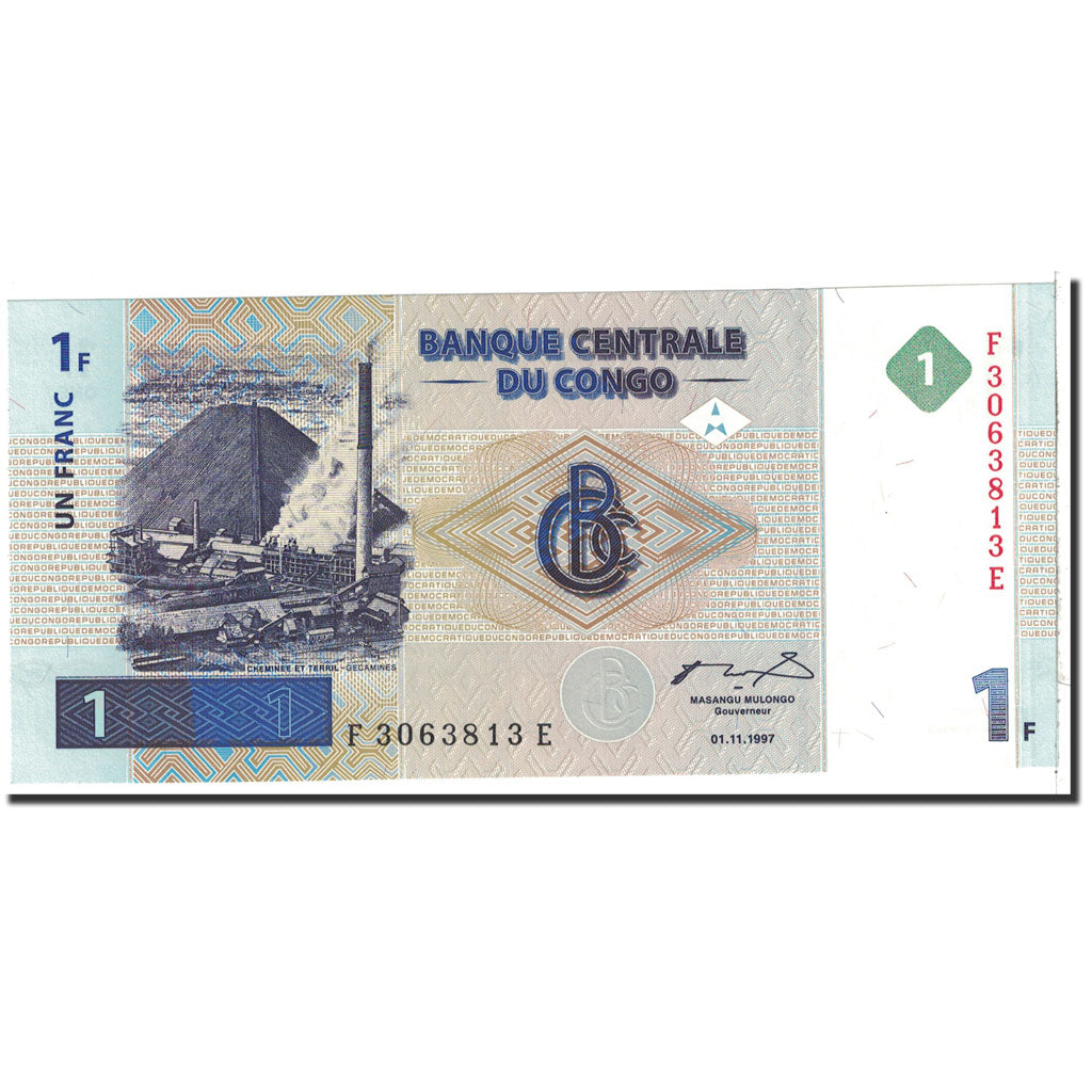 Banknote, Congo Democratic Republic, 1 Franc, 1997, 1997-11-01, KM:85a