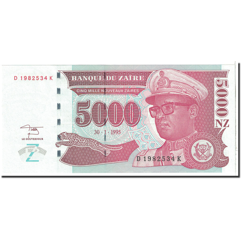 Banknote, Zaire, 5000 Nouveaux Zaïres, 1995, 1995-01-30, KM:68a, UNC(65-70)