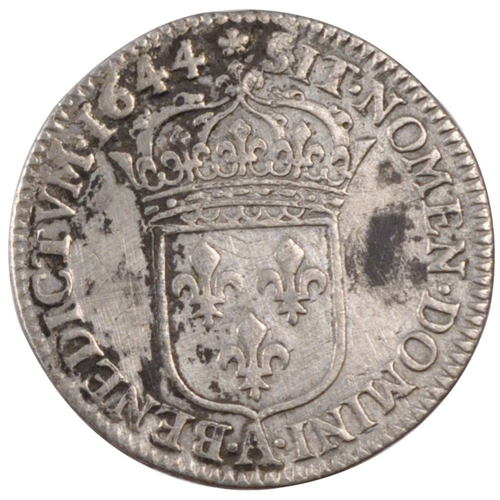 FRANCE, 1/12 Ecu, 1644, Paris, VF(30-35), Silver, Gadoury #111, 2.10
