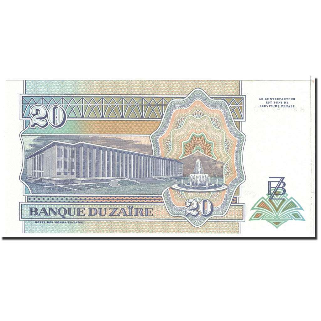 Billet, Zaïre, 20 Nouveaux Zaïres, 1993, 1993-06-24, KM:56, NEUF