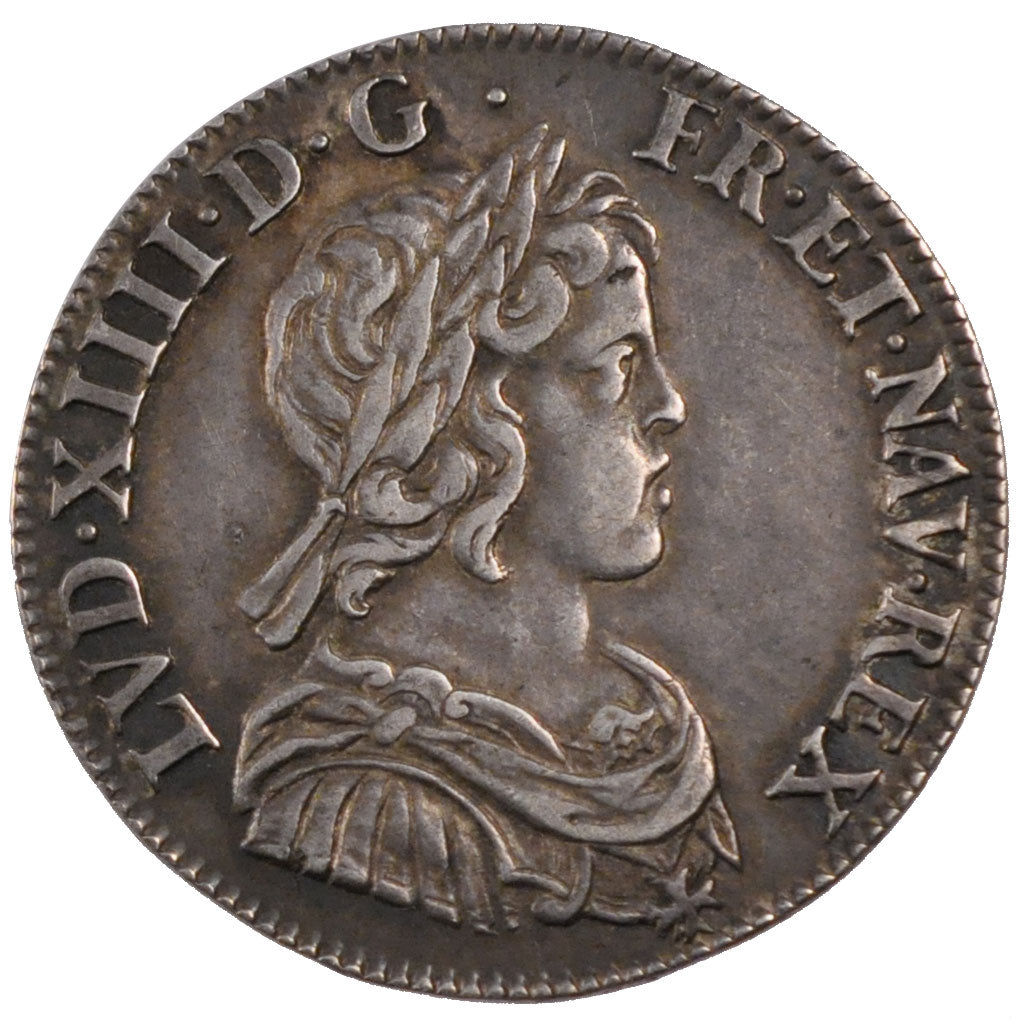 FRANCE, 1/4 Ecu, 1644, Paris, AU(50-53), Silver, Gadoury #139, 6.80