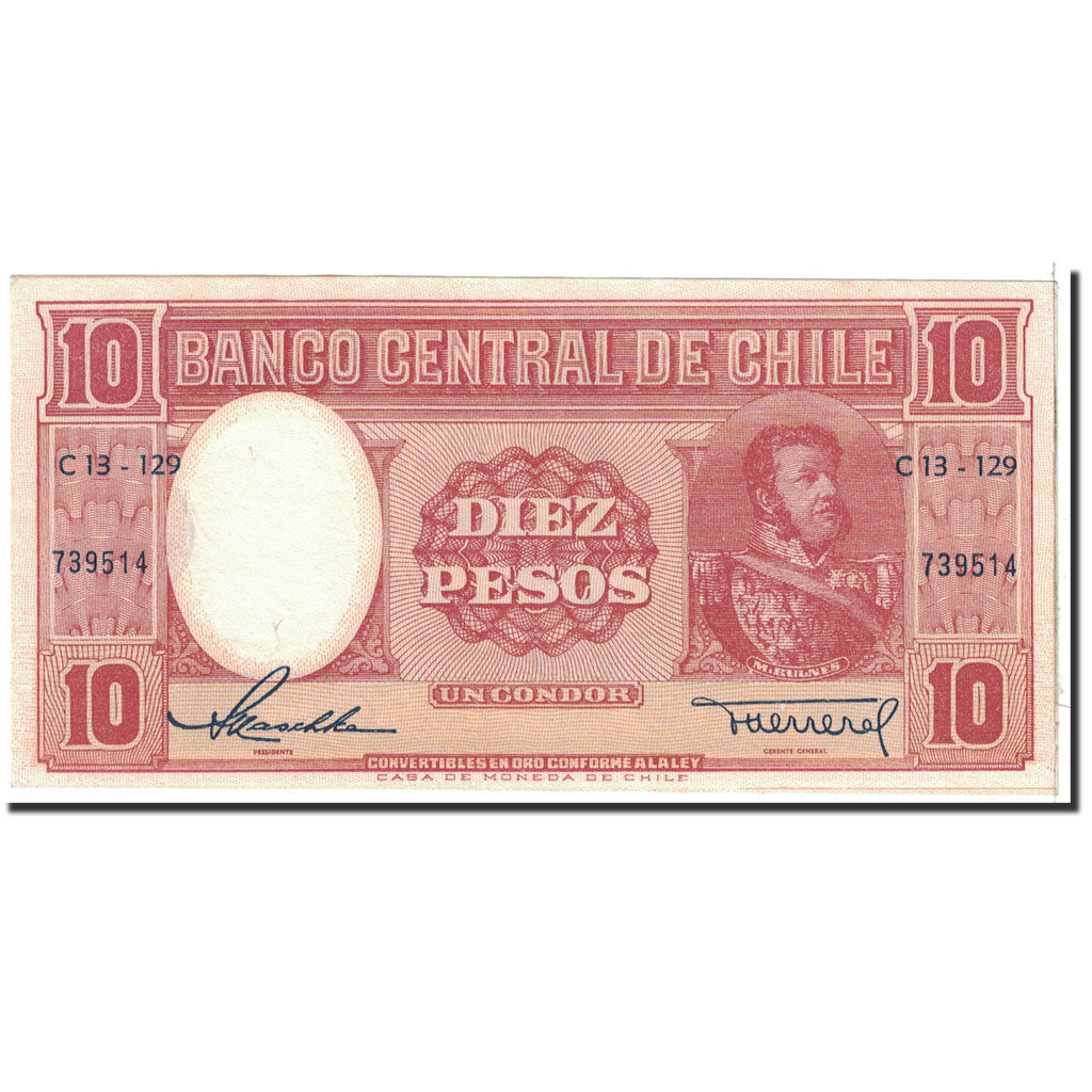 Banknote, Chile, 10 Pesos = 1 Condor, 1958, Undated, KM:120, UNC(64)