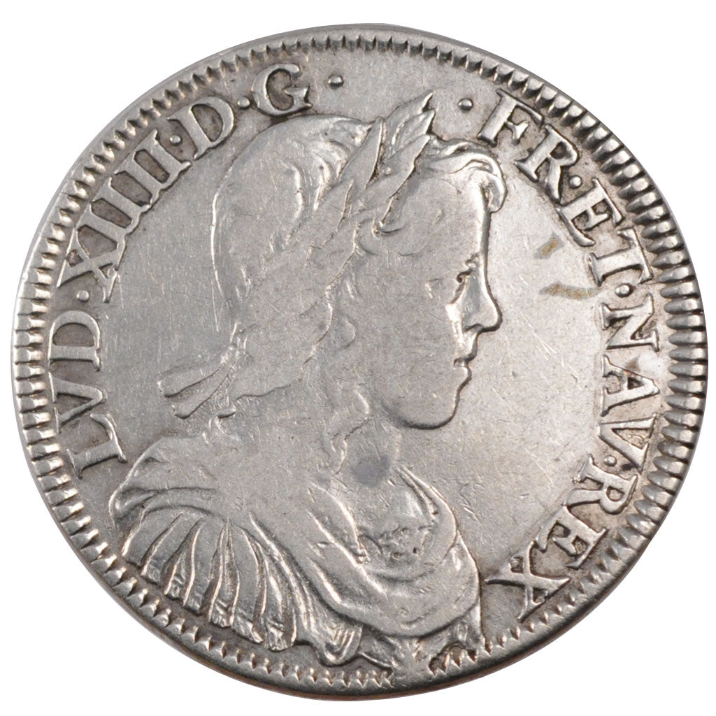 FRANCE, 1/2 Écu à la mèche longue, 1/2 Ecu, 1647, Rouen, VF(30-35), Silver, Gado