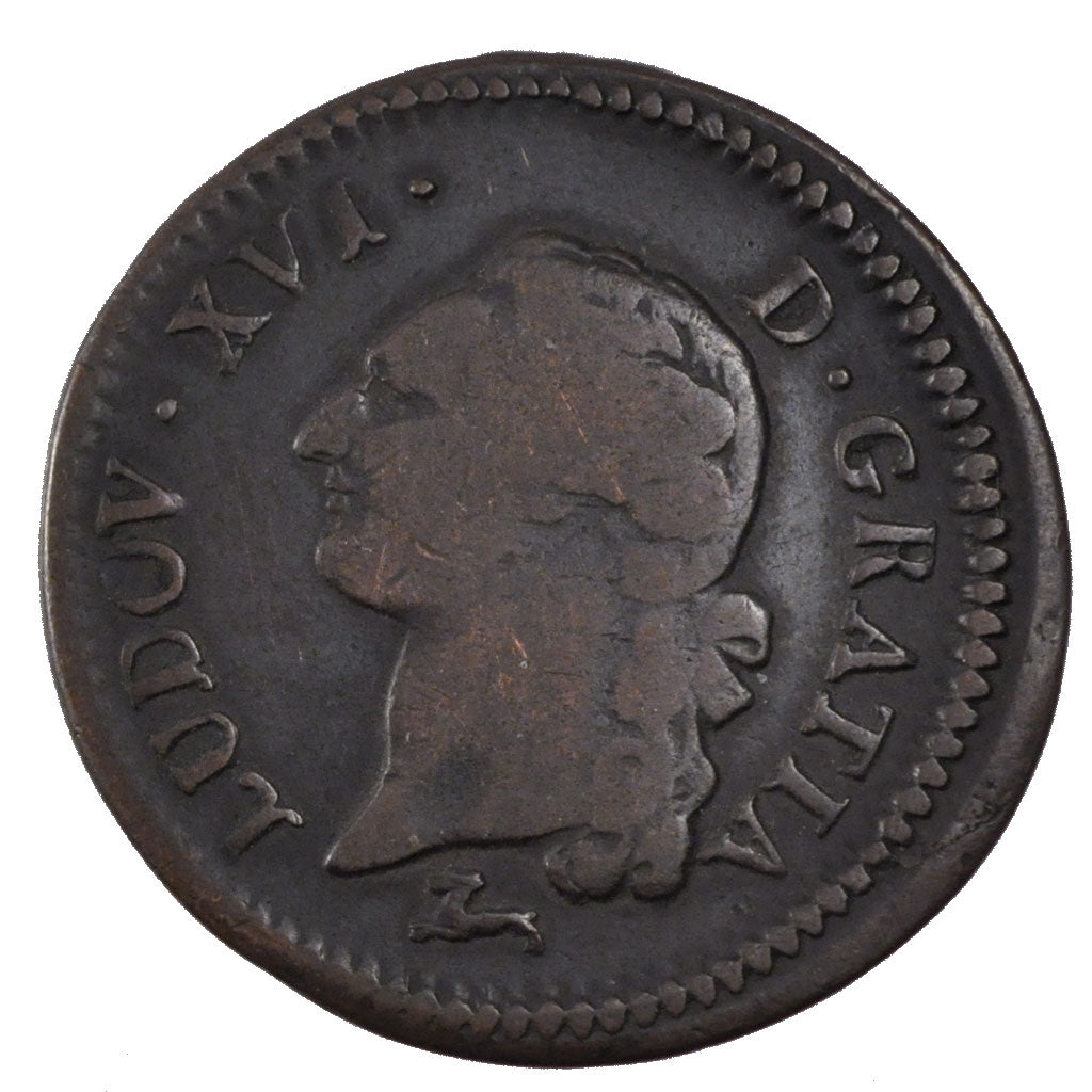 FRANCE, 1 Sol, 1784, Orléans, VF(20-25), Bronze, Gadoury #350, 11.50