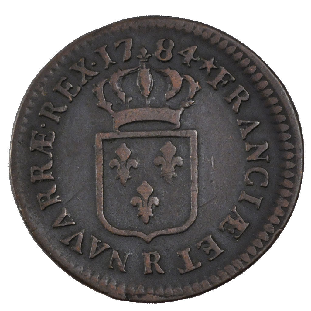 FRANCE, 1 Sol, 1784, Orléans, VF(20-25), Bronze, Gadoury #350, 11.50