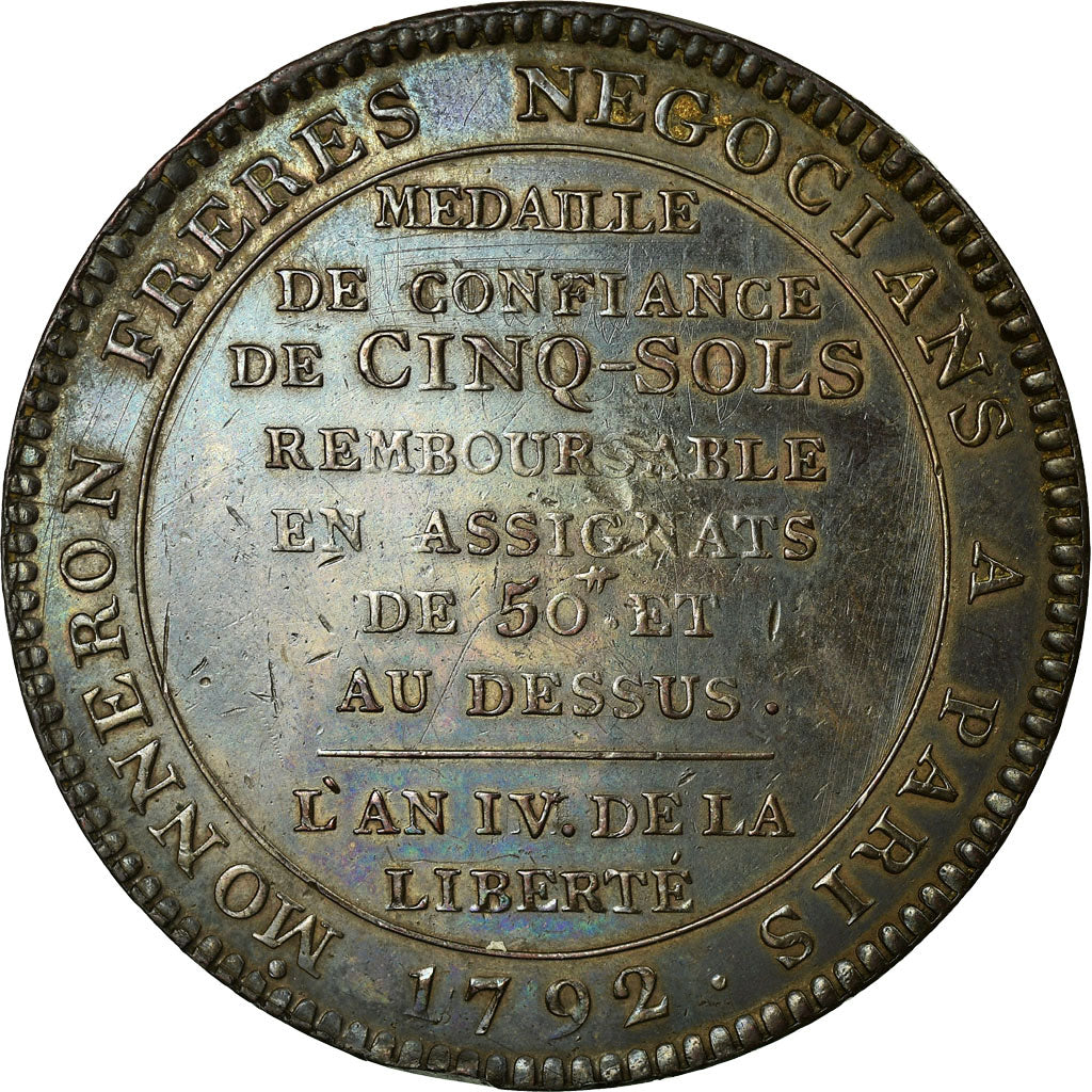Monnaie, France, 5 Sols, 1792, Birmingham, TTB, Bronze, Brandon:223B