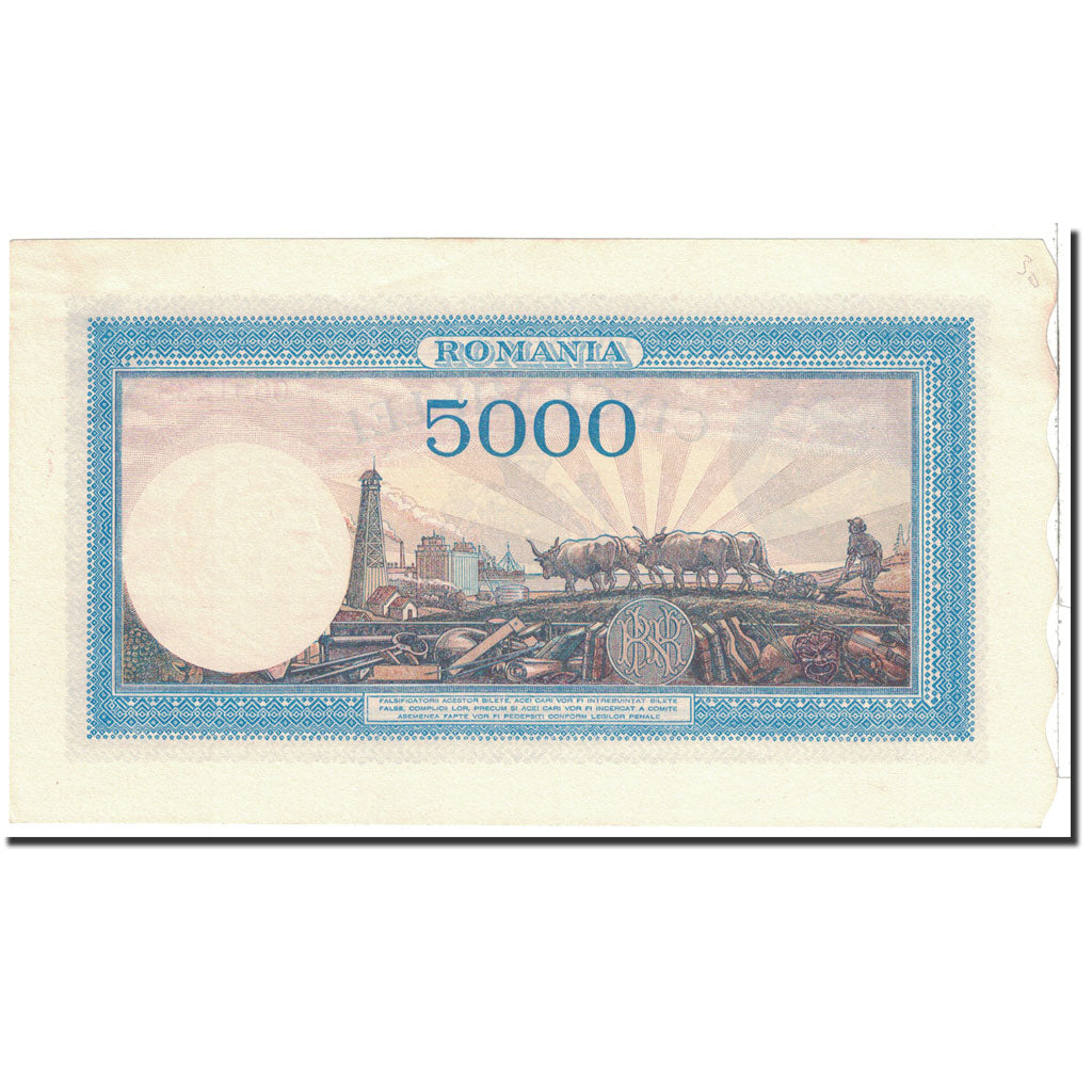 Banknote, Romania, 5000 Lei, 1943, 1943-09-28, KM:55, UNC(64)