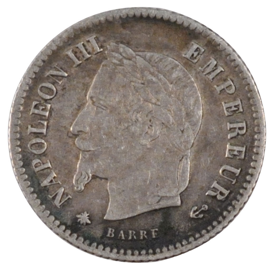 FRANCE, Napoléon III, 20 Centimes, 1867, Paris, KM #808.1, AU(50-53), Silver, G.