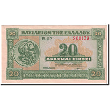 Greece, 20 Drachmai, 1940, 1940-04-06, KM:315, UNC(65-70)