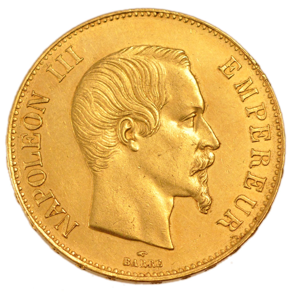 FRANCE, Napoléon III, 100 Francs, 1858, Paris, KM #786.1, AU(55-58), Gold, G...