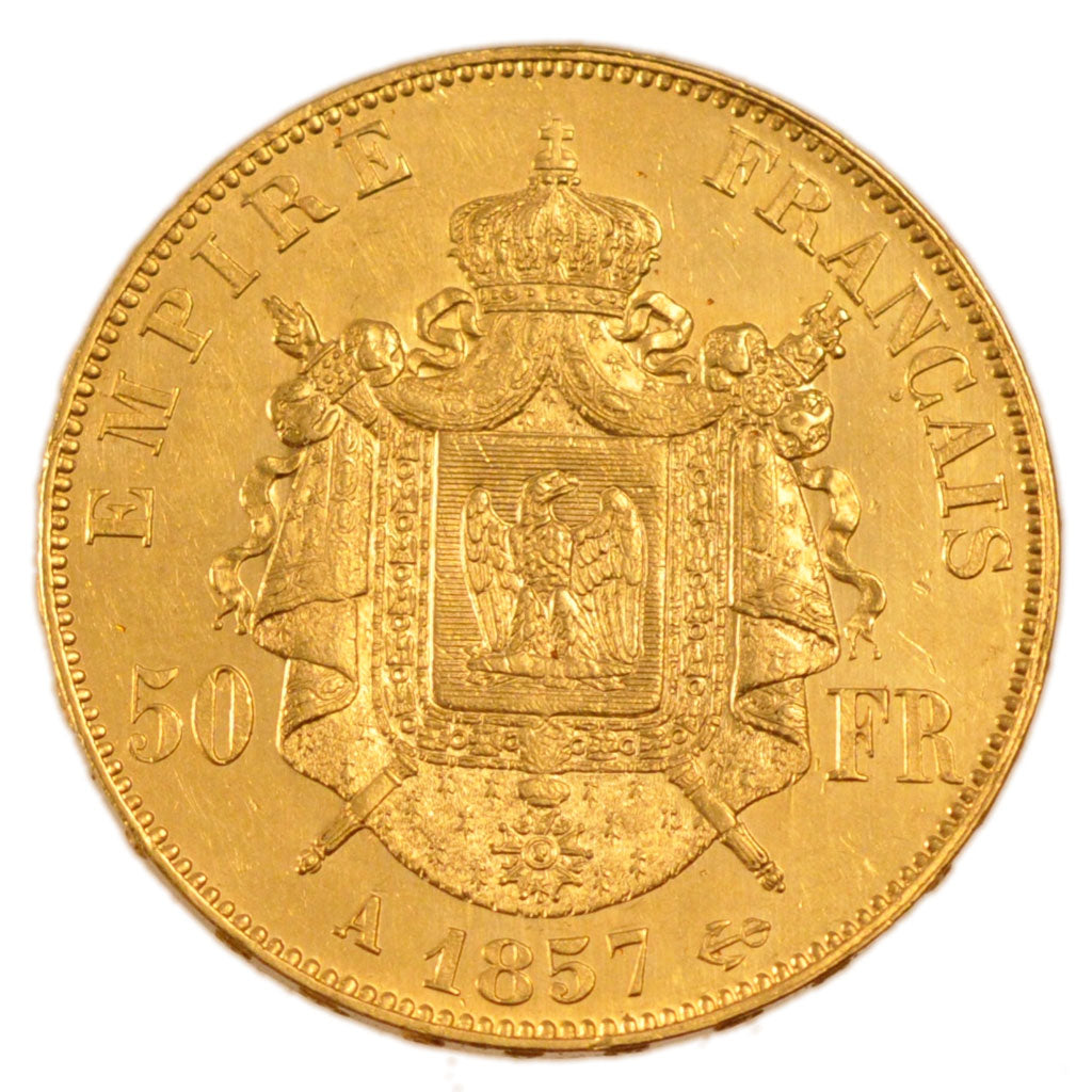 FRANCE, Napoléon III, 50 Francs, 1857, Paris, MS(60-62), Gold, Gadoury #1111, 1.