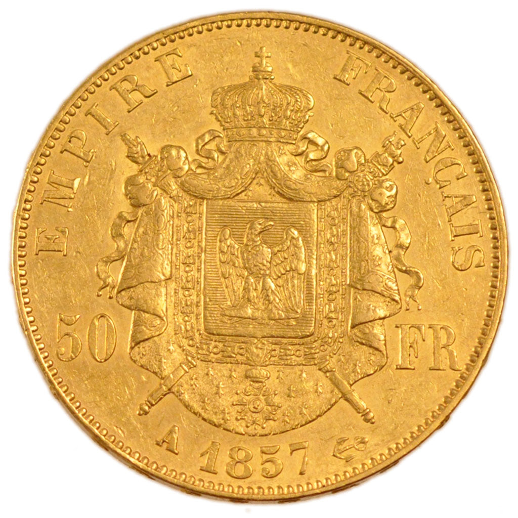 Francia, Napoleon III, Napoléon III, 50 Francs, 1857, Paris, BB+, Oro, Gadou...