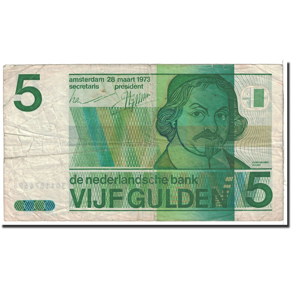 Netherlands, 5 Gulden, 1973, KM:95a, 1973-03-28, VF(20-25)