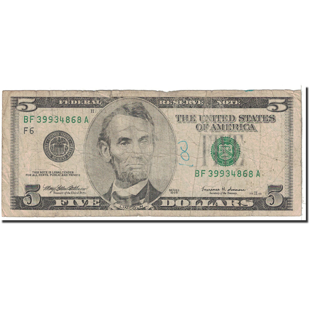 Banknote, United States, Five Dollars, 1999, Undated, KM:4518, VF(20-25)