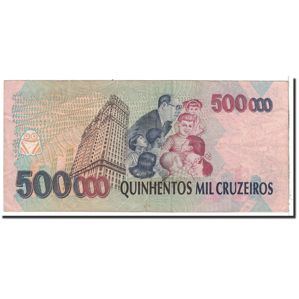 Brazil, 500,000 Cruzeiros, 1993, KM:236a, VF(20-25)