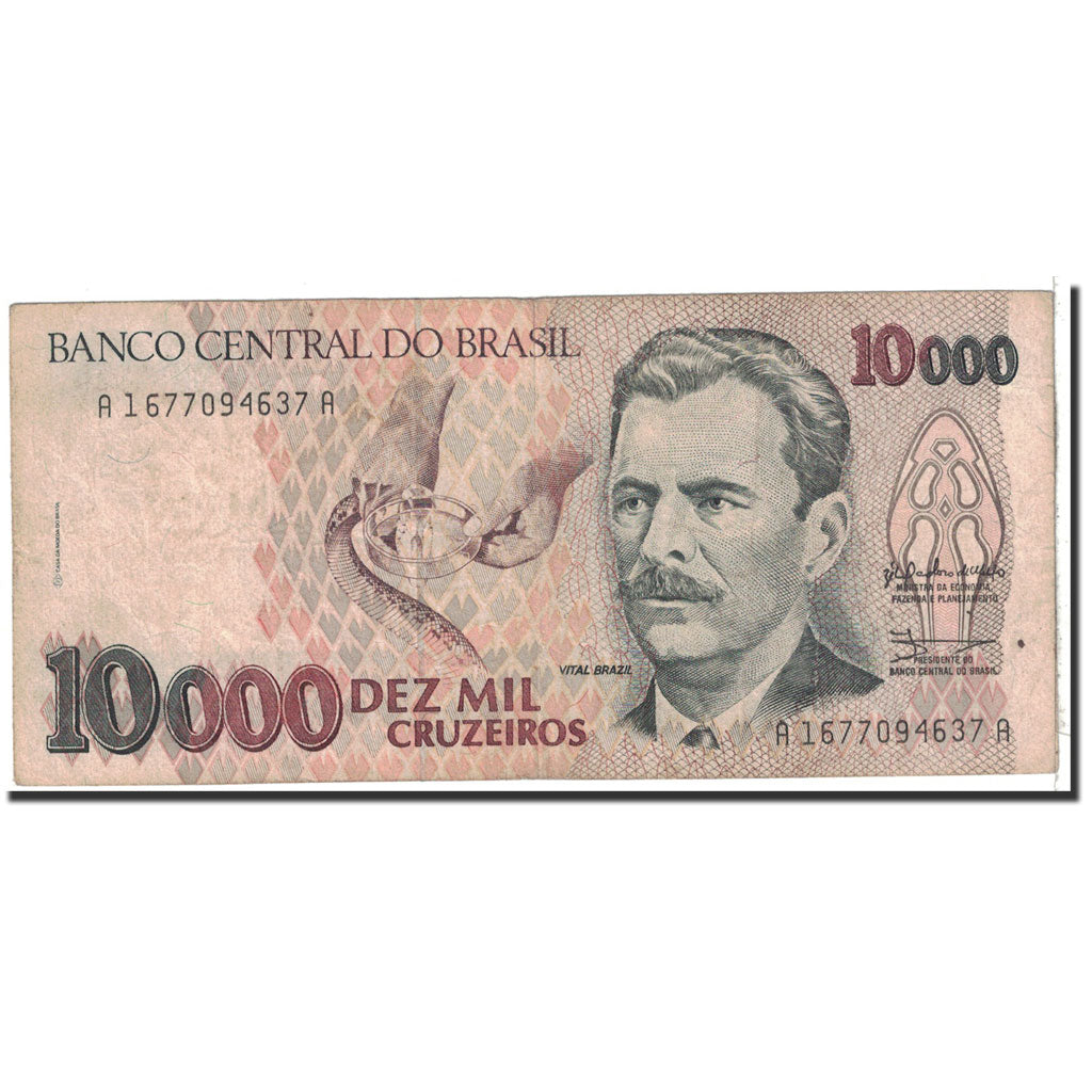 Banknote, Brazil, 10,000 Cruzeiros, 1991, Undated, KM:233a, VF(30-35)