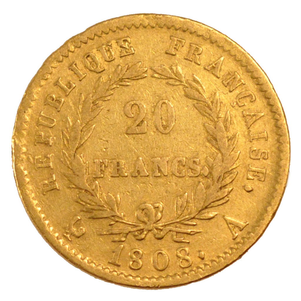 FRANCE, Napoléon I, 20 Francs, 1808, Paris, EF(40-45), Gold, Gadoury #1024, 6.40