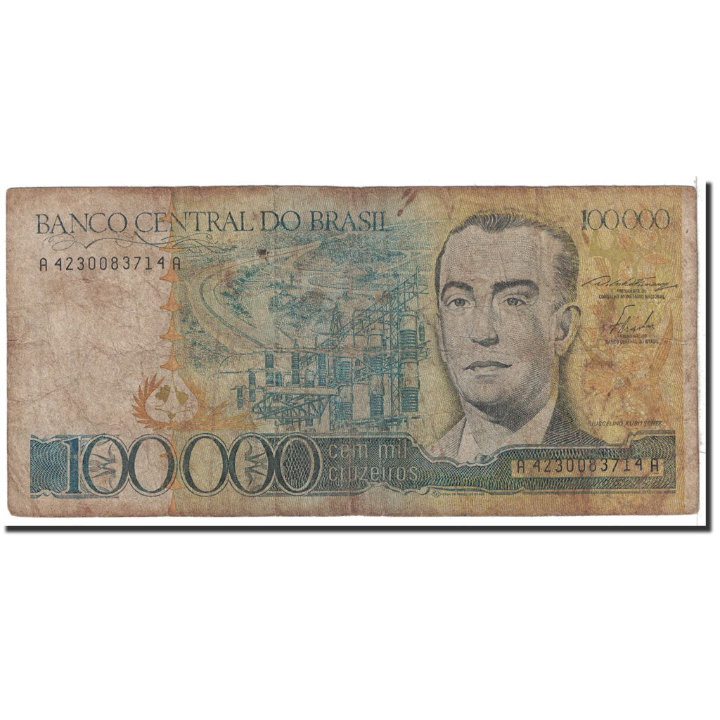 Banknote, Brazil, 100,000 Cruzeiros, 1985, Undated, KM:205a, VG(8-10)