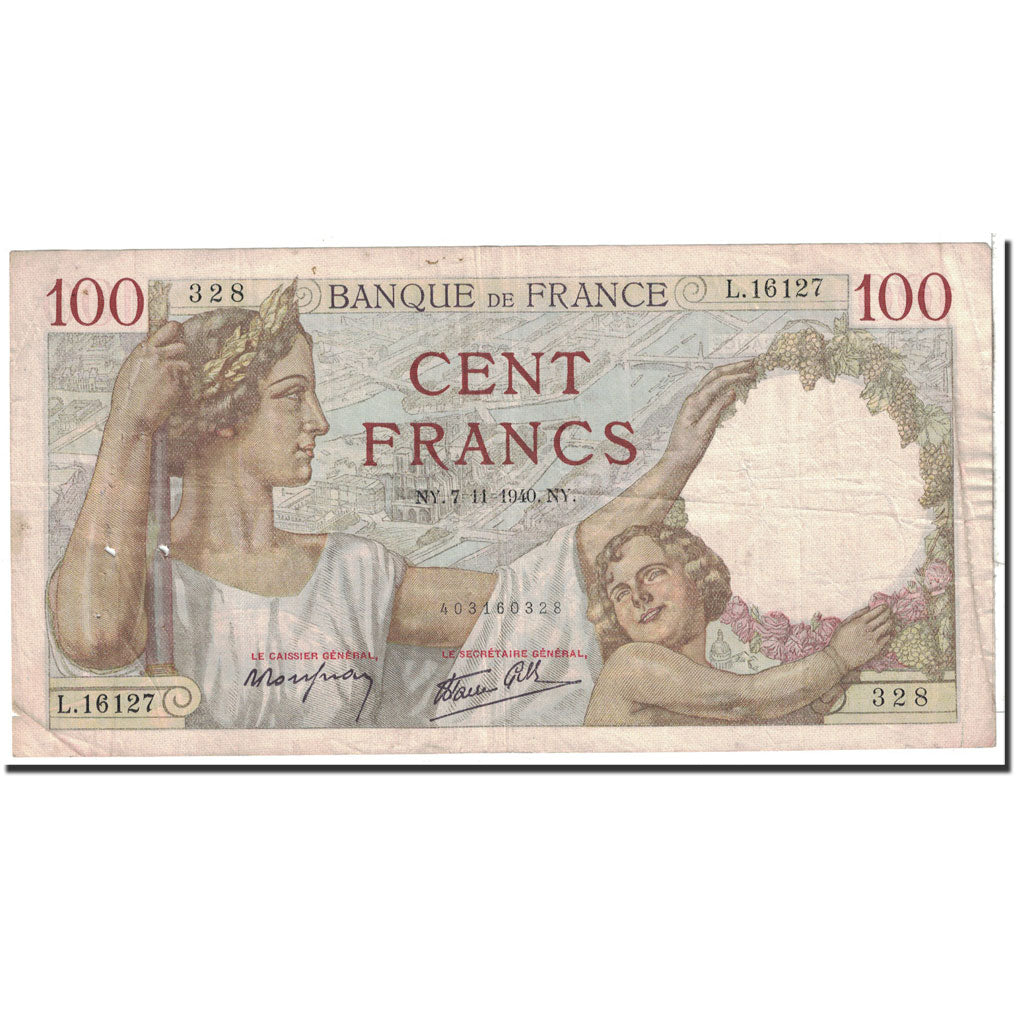 Billet, France, 100 Francs, 1940, 1940-11-07, TB, Fayette:26.40, KM:94