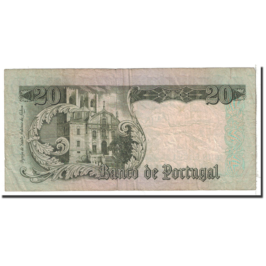 Banknote, Portugal, 20 Escudos, 1964, 1964-05-26, KM:167b, VG(8-10)