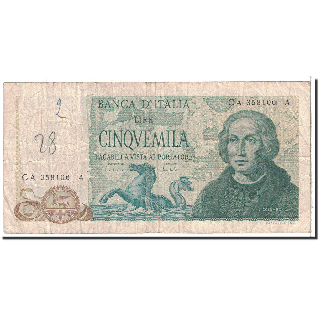 Italy, 5000 Lire, 1971, KM:102a, 1971-05-20, VF(20-25)