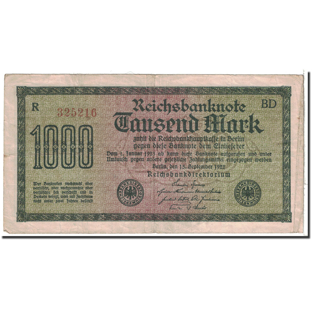 Banknote, Germany, 1000 Mark, 1922, 1922-09-15, KM:76e, EF(40-45)