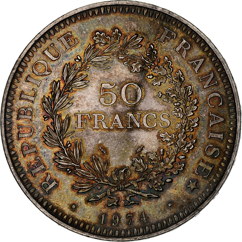 France, Hercule, 50 Francs, 1974, Paris, AU(55-58), Silver, KM:941.1