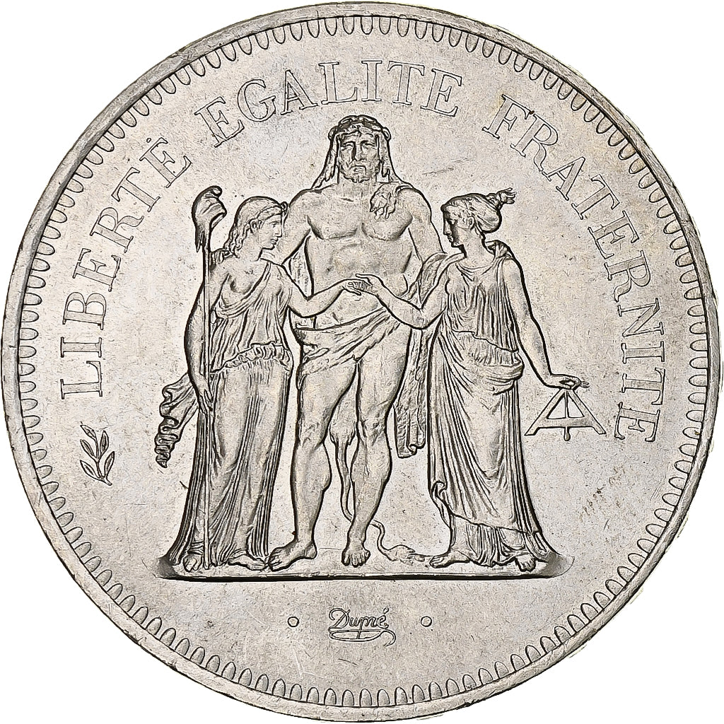 Coin, France, Hercule, 50 Francs, 1976, Paris, MS(60-62), Silver, KM:941.1