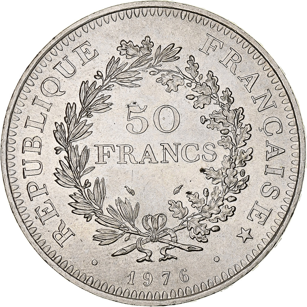 Coin, France, Hercule, 50 Francs, 1976, Paris, MS(60-62), Silver, KM:941.1