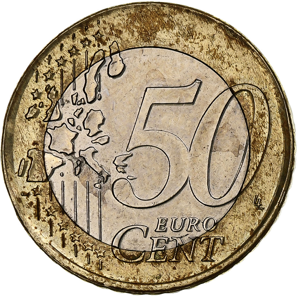 Belgique, Albert II, 50 Euro Cent, 1999, Bruxelles, planchet error struck on 1