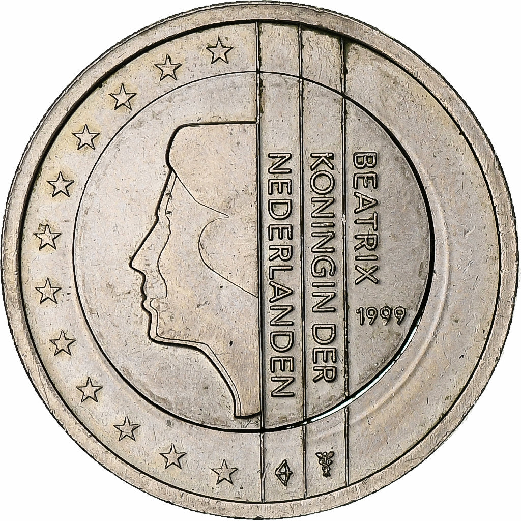 Netherlands, Beatrix, 2 Euro, 1999, Utrecht, error with 1€ core, AU(55-58)