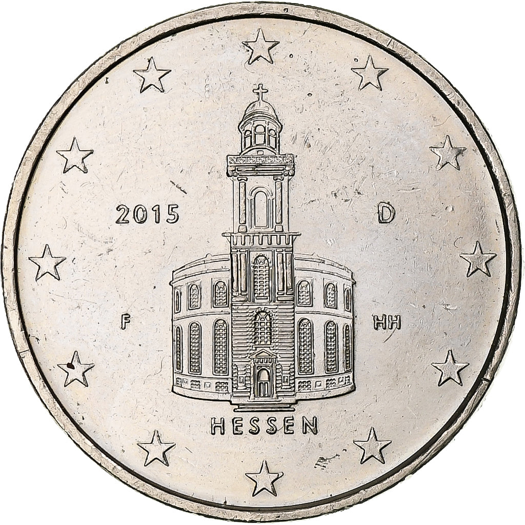 Alemania, 2 Euro, Hessen, 2015, Stuttgart, error monometallic, EBC, Cupronickel