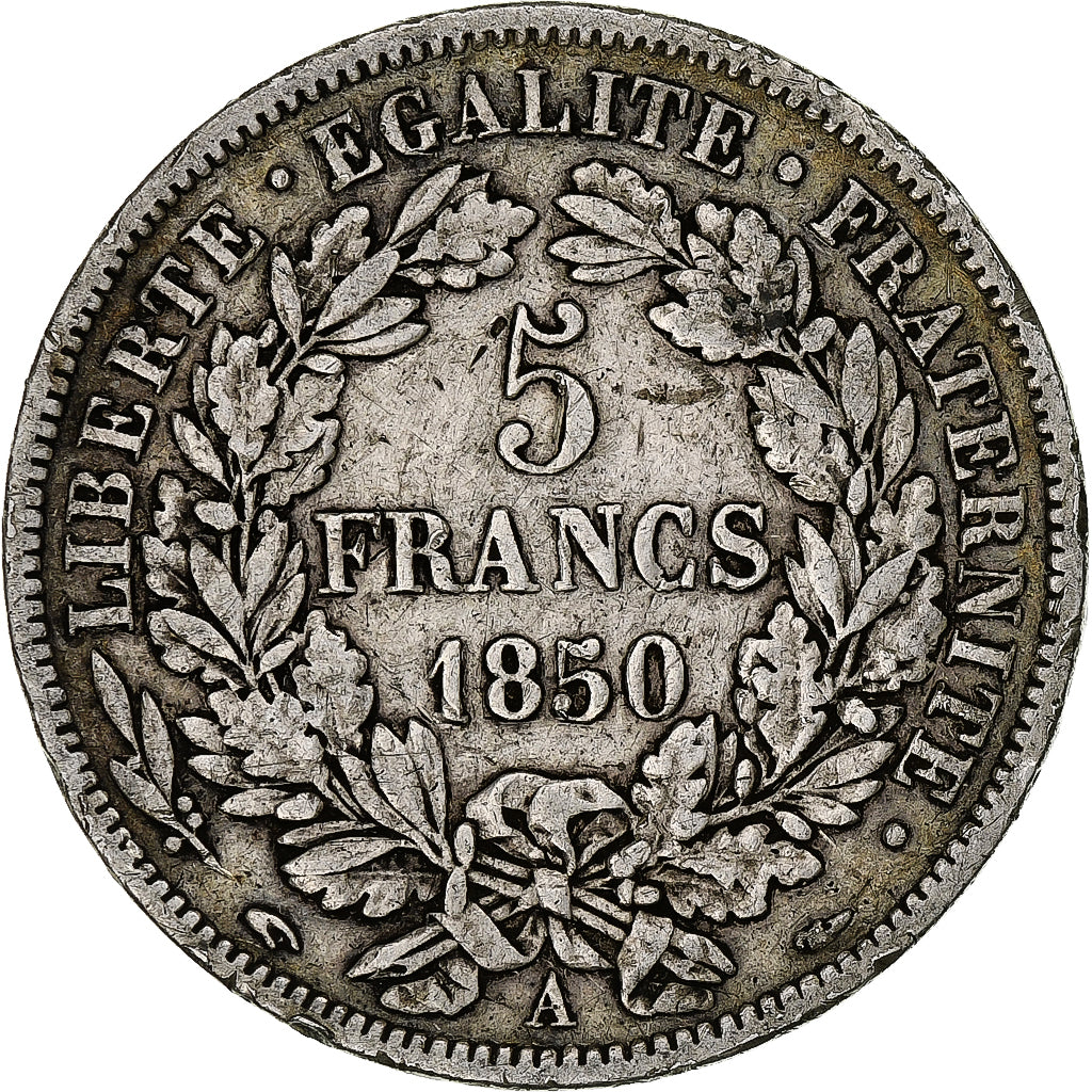 Frankrijk, Cérès, 5 Francs, 1850, Paris, FR, Zilver, KM:761.1, Gadoury:719, Le