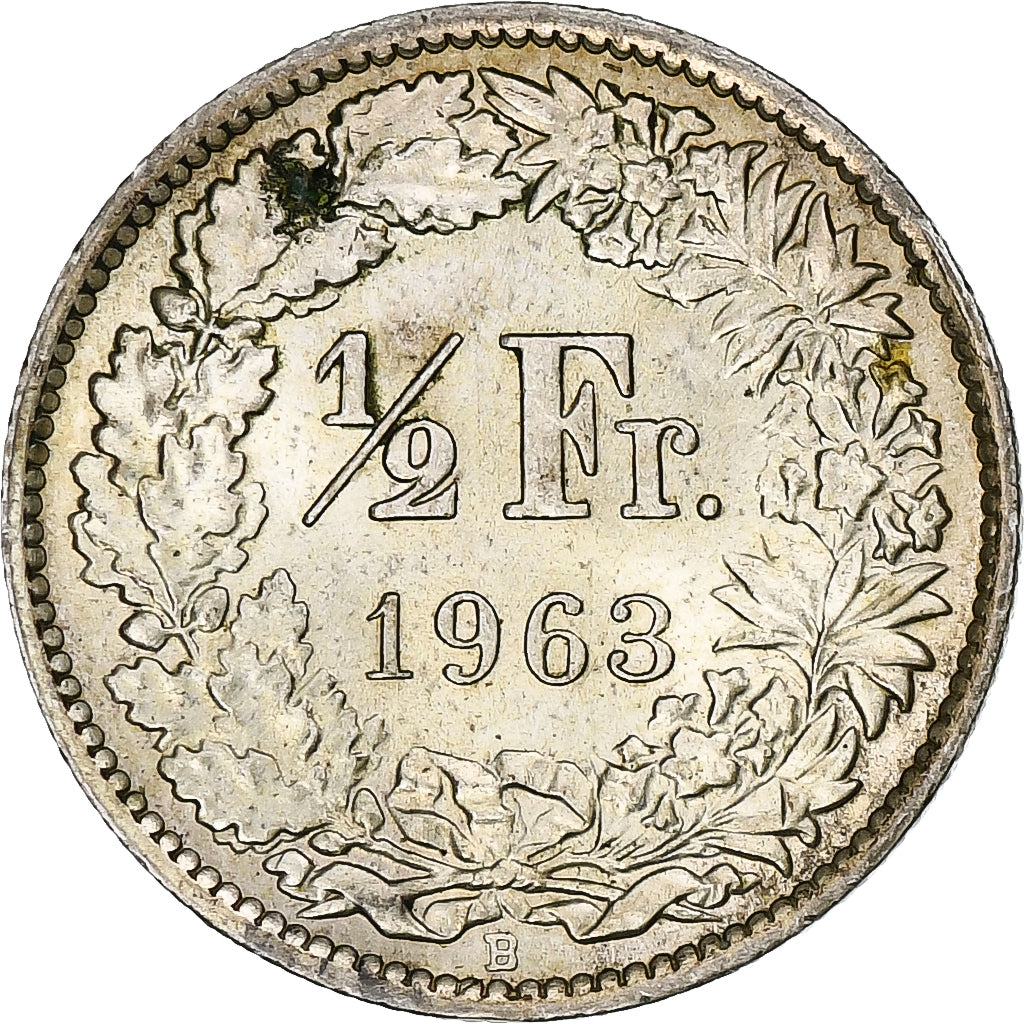 Switzerland, 1/2 Franc, 1963, Bern, MS(60-62), Silver, KM:23