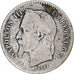 Francia, Napoleon III, 50 Centimes, 1867, Strasbourg, B+, Argento, KM:814.2