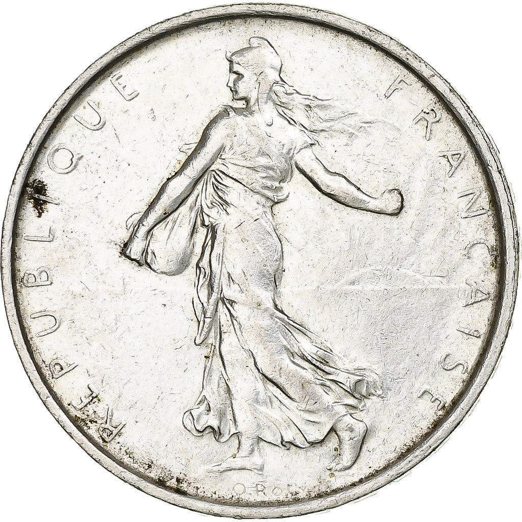 França, Semeuse, 5 Francs, 1967, Paris, AU(50-53), Prata, KM:926, Gadoury:770