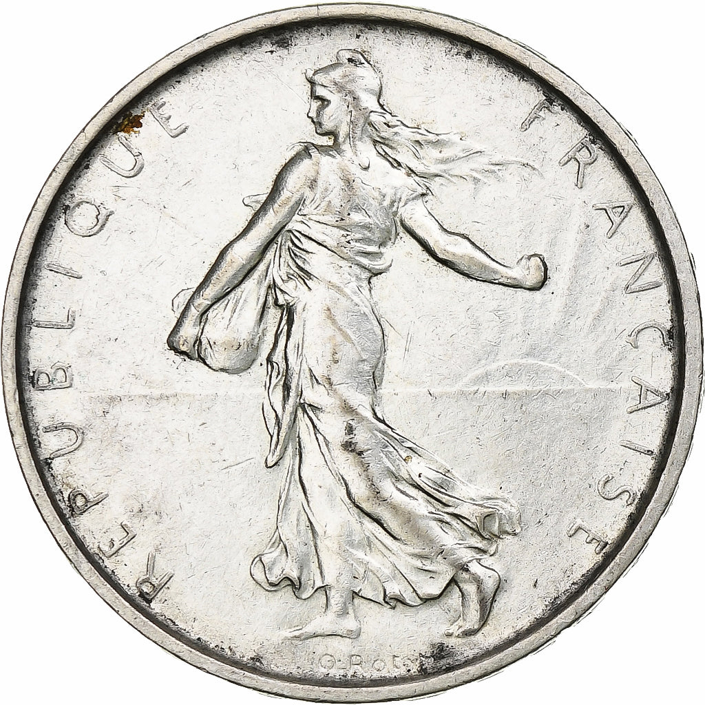França, Semeuse, 5 Francs, 1967, Paris, AU(50-53), Prata, KM:926, Gadoury:770