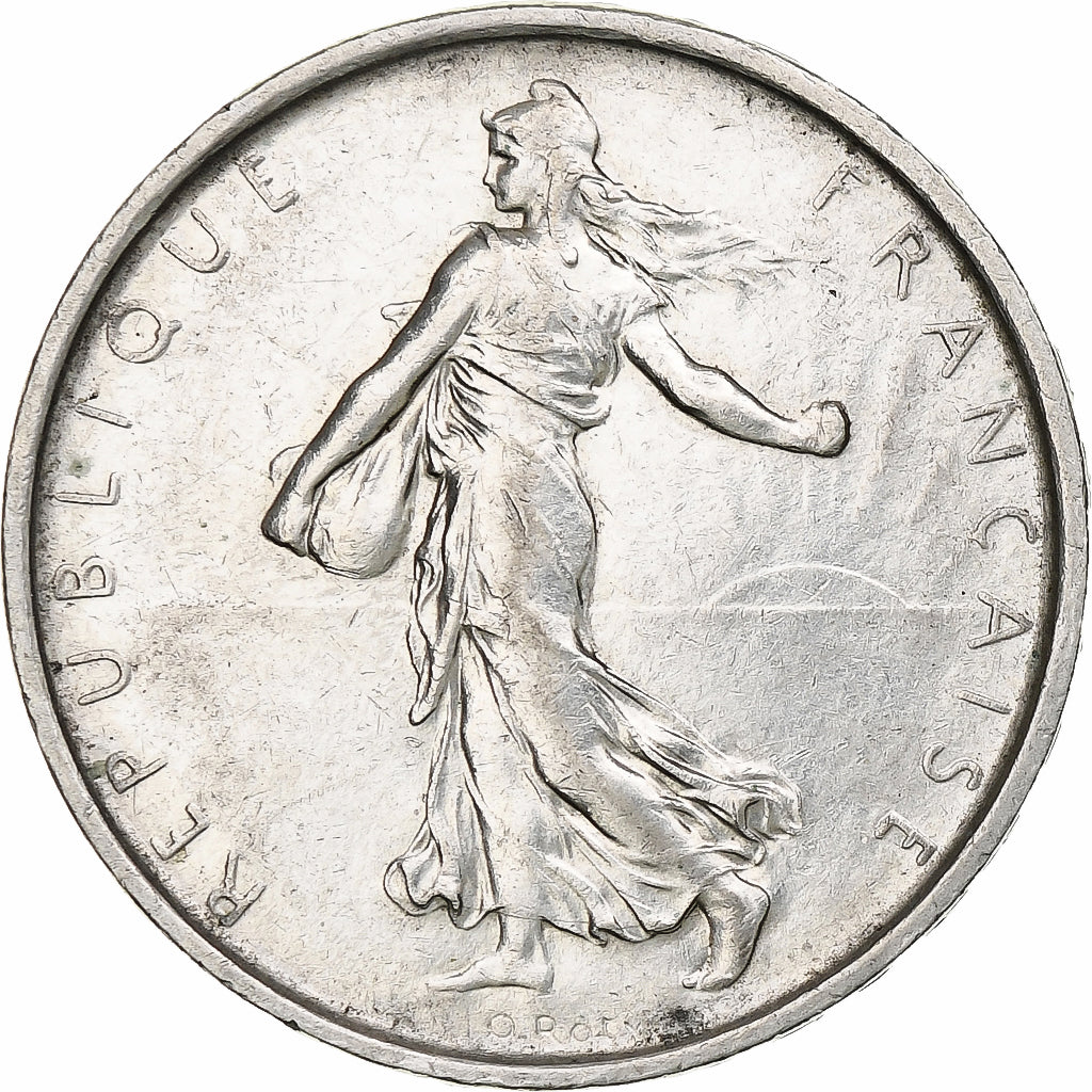 Francja, Semeuse, 5 Francs, 1968, Paris, AU(50-53), Srebro, KM:926, Gadoury:770