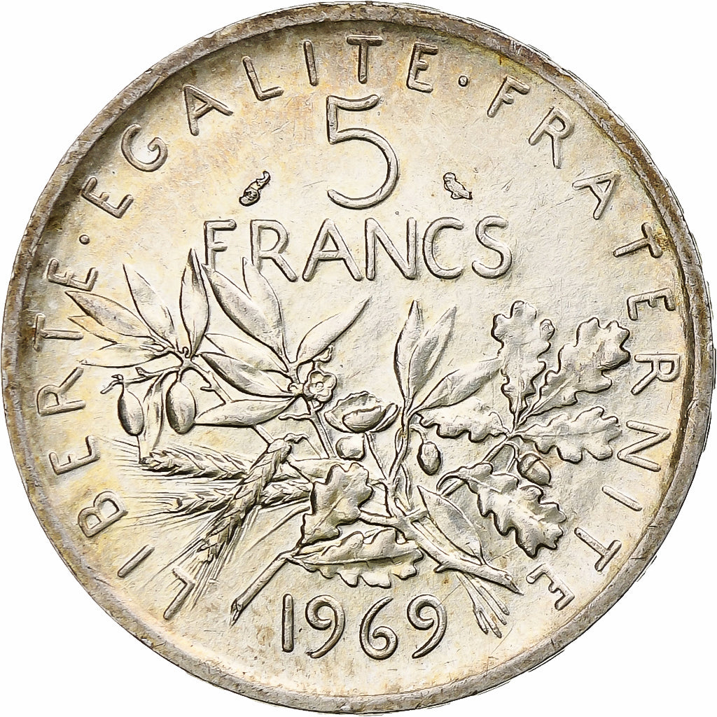 Frankreich, Semeuse, 5 Francs, 1969, Paris, VZ+, Silber, KM:926, Gadoury:770