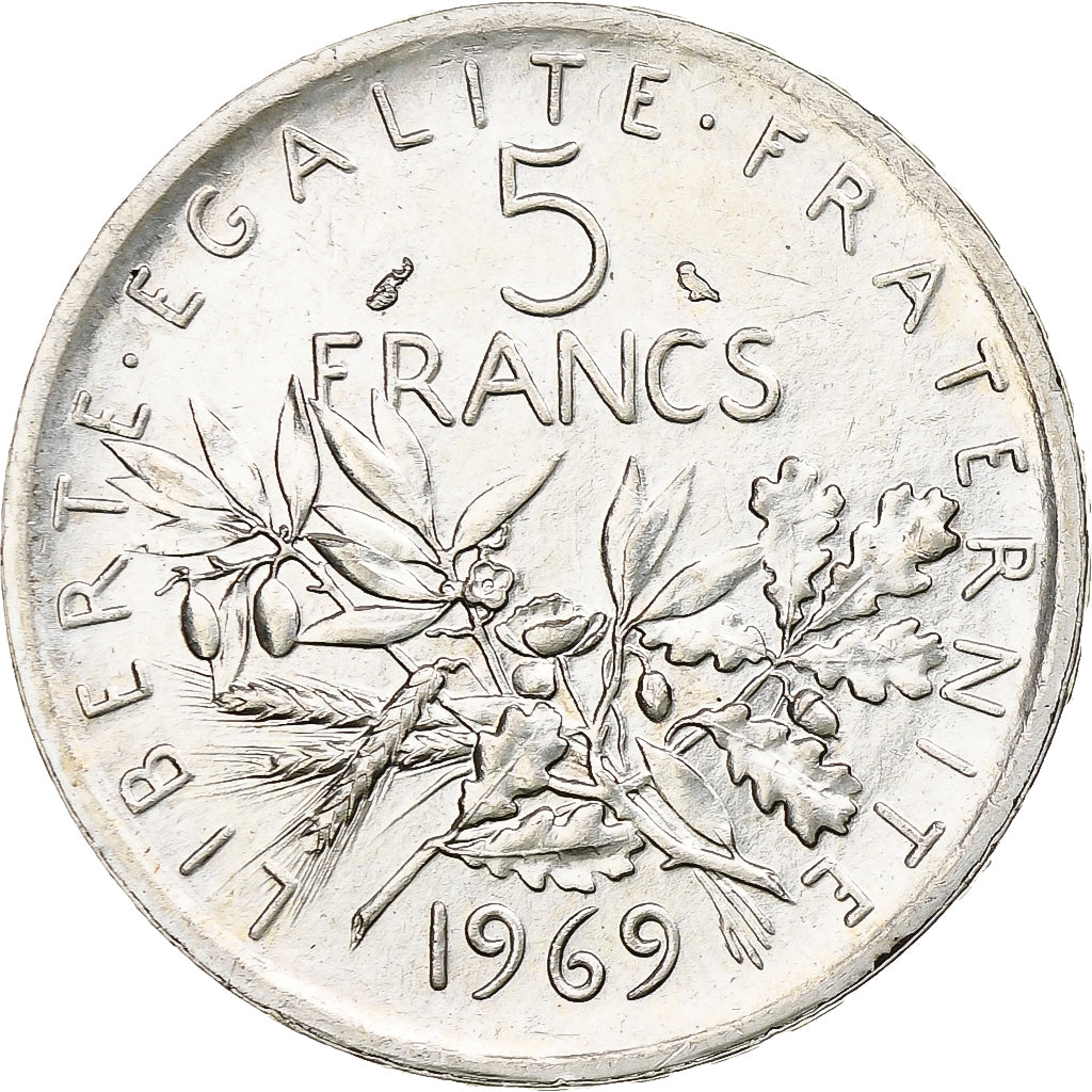Frankreich, Semeuse, 5 Francs, 1969, Paris, VZ+, Silber, KM:926, Gadoury:770