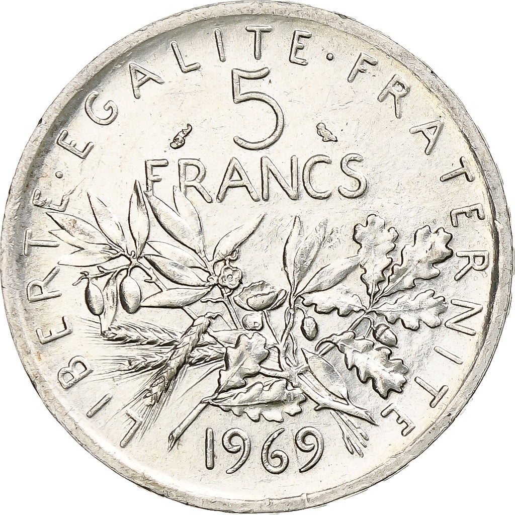 Frankreich, Semeuse, 5 Francs, 1969, Paris, VZ+, Silber, KM:926, Gadoury:770