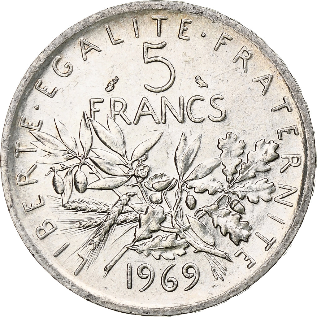 France, Semeuse, 5 Francs, 1969, Paris, SUP+, Argent, Gadoury:770, KM:926