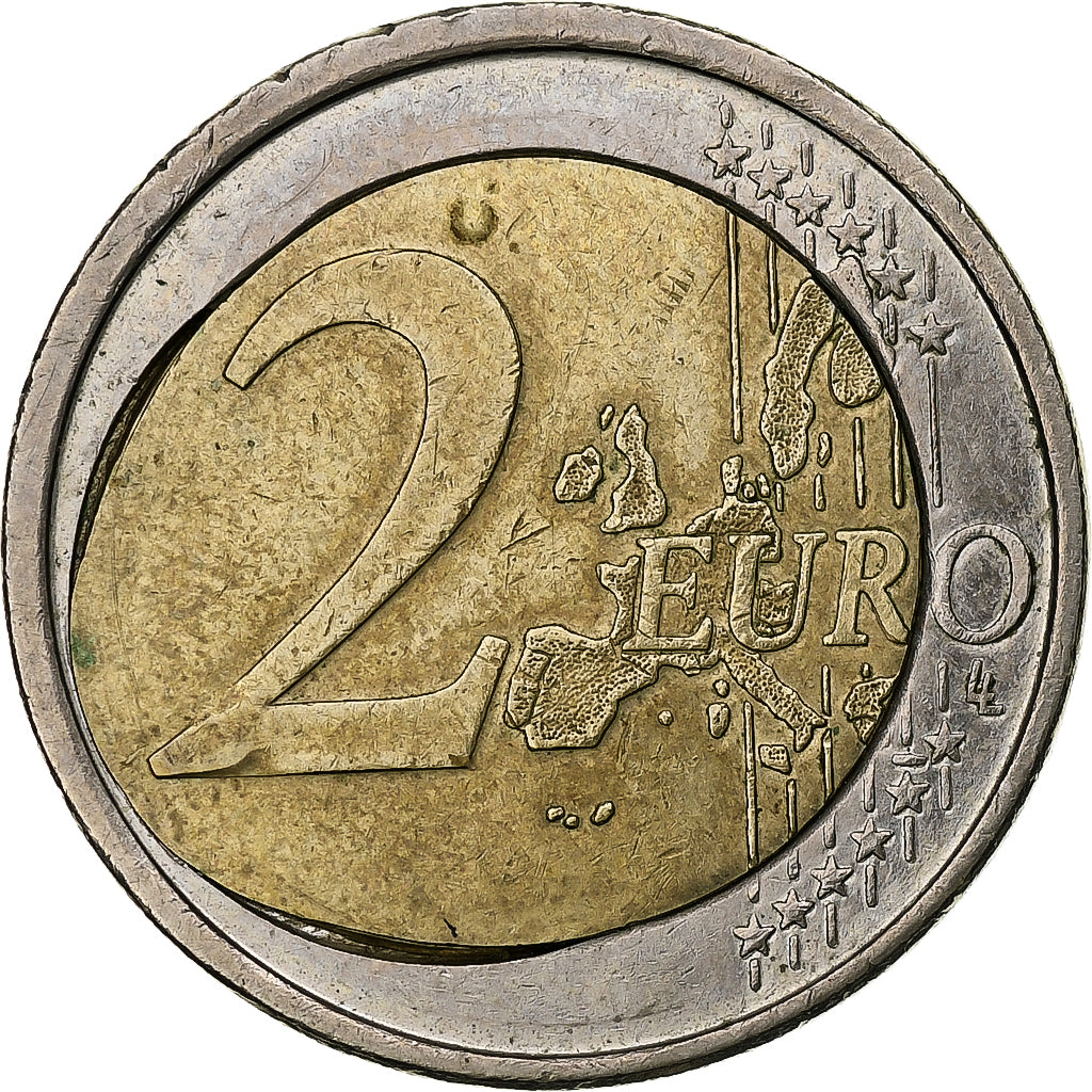 Finland, 2 Euro, 2001, Vantaa, error misaligned core, AU(50-53), Bi-Metallic