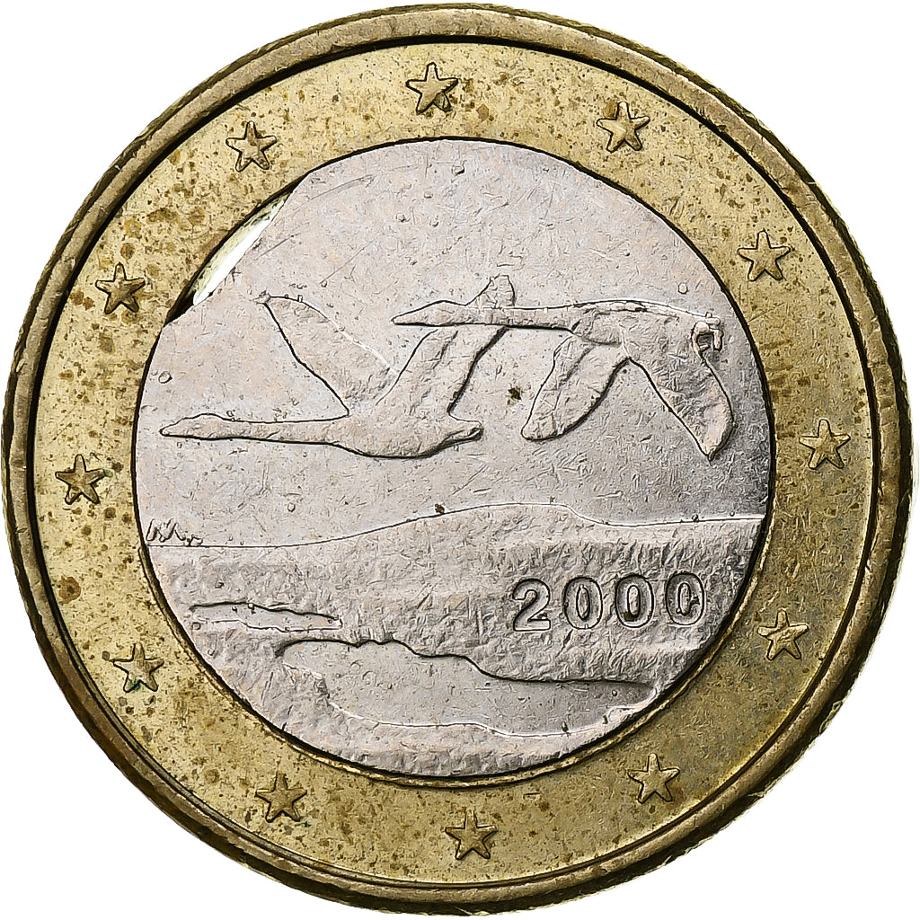 Finnland, Euro, 2000, Vantaa, error double clip, S+, Bi-Metallic, KM:104